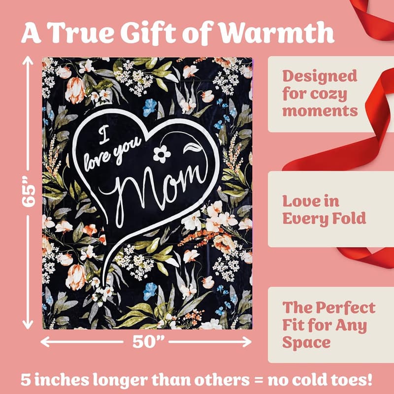 Mother's Day Floral Fleece Blanket, 65