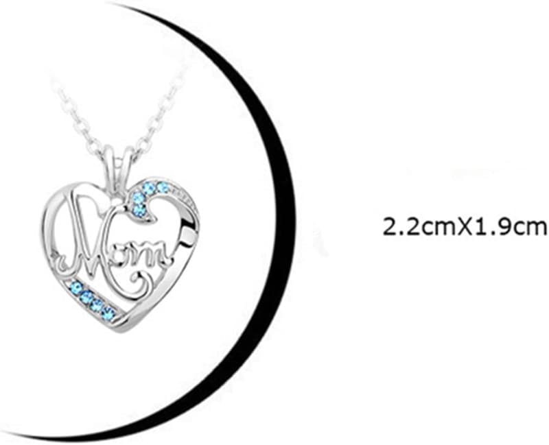 Mother's Birthday Blue Heart Pendant Necklace