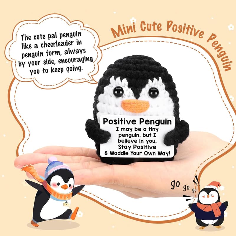 Father's Day Penguin Crochet Decor, Handmade Inspirational Gift