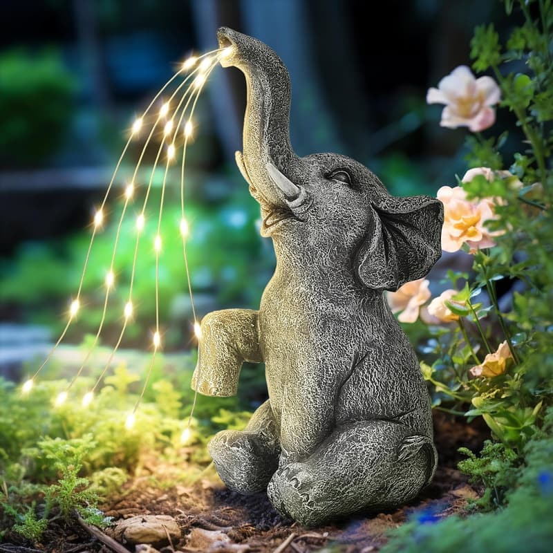 Birthday Gift Solar Elephant Garden Statue for Women