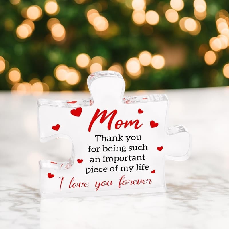 Birthday Gift for Mom: Engraved Acrylic Puzzle Block