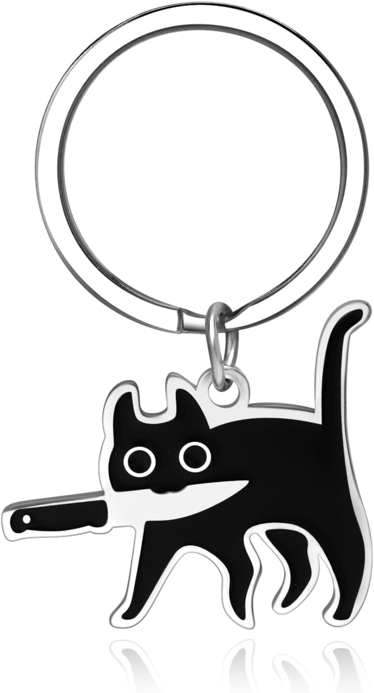 Cat Lovers Gothic Black Cat Keychain