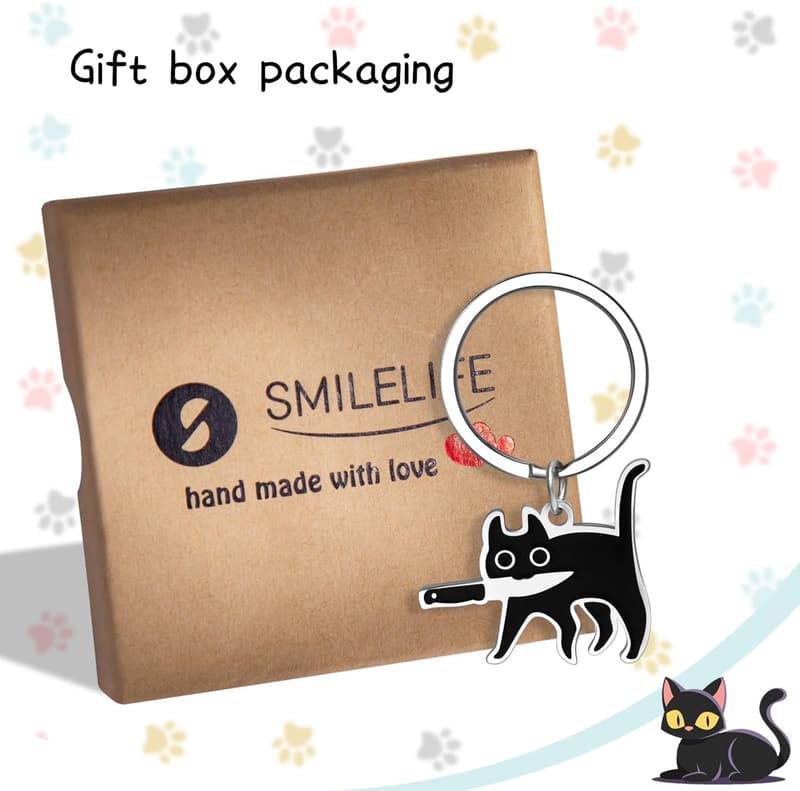 Cat Lovers Gothic Black Cat Keychain
