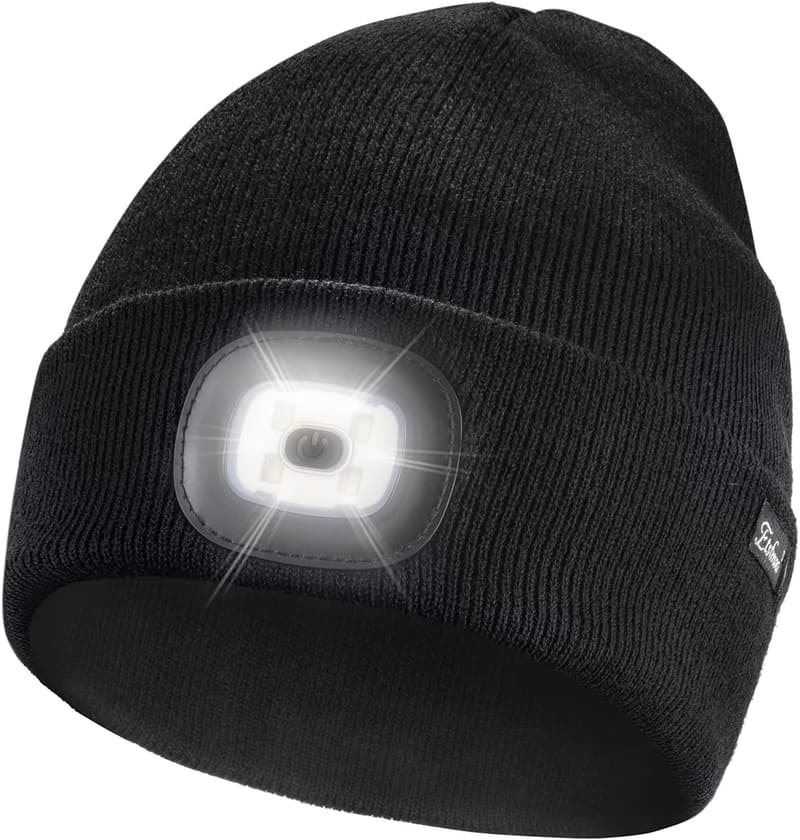 USB Rechargeable LED Beanie for Men