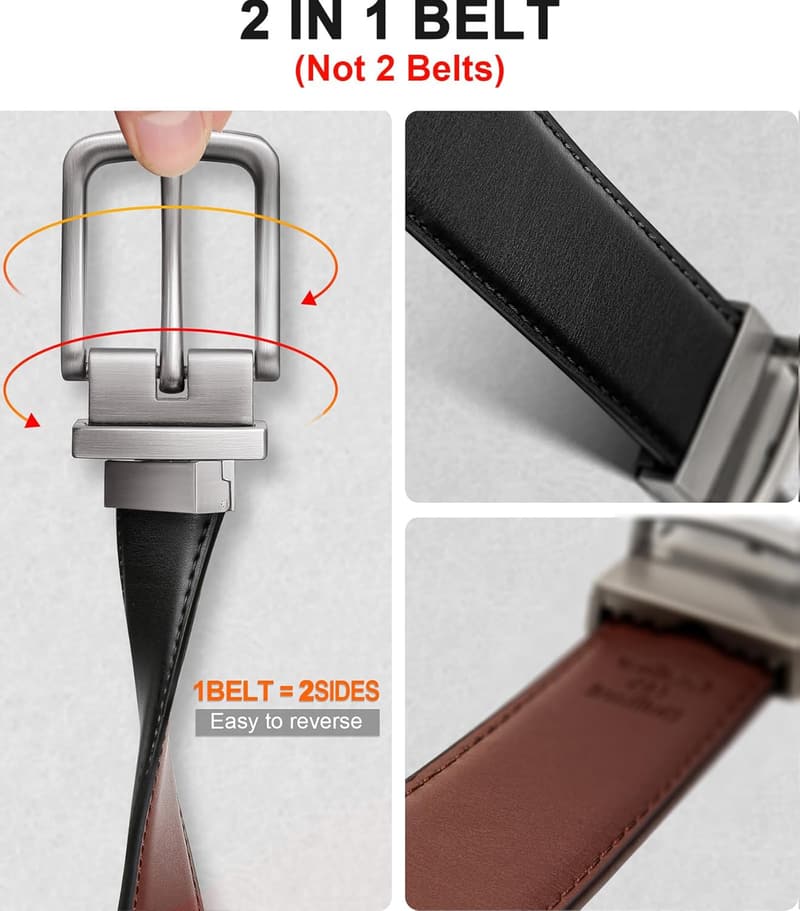 Reversible Belt for Men, Adjustable 1.25”