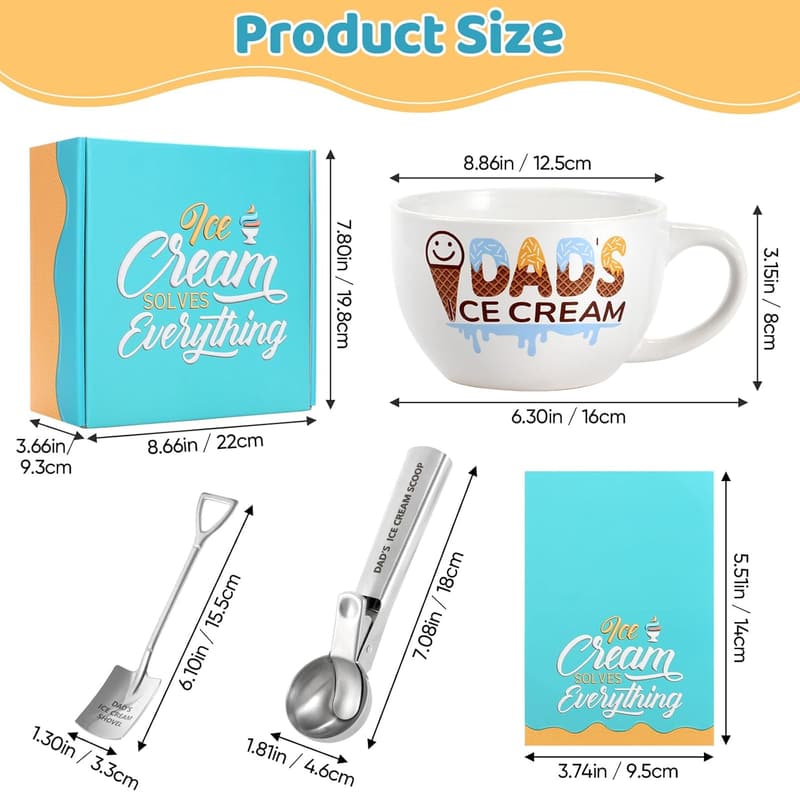 Father's Day Ice Cream Bowl & Scoop Set for Dad