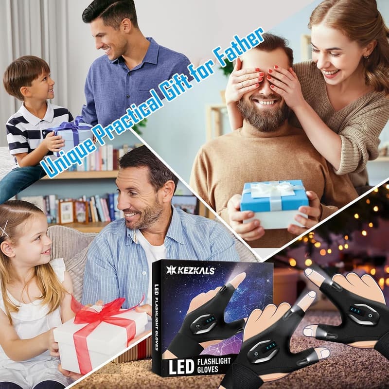 Father's Day Rechargeable Flashlight Gloves for Dad