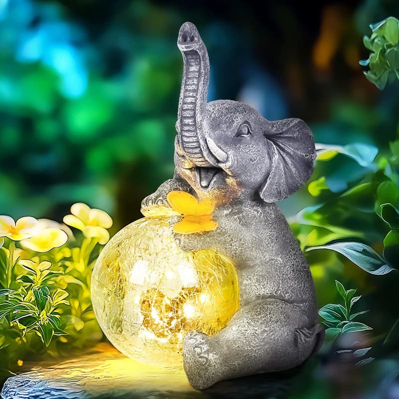 Glass Globe Elephant Statue - Women's Outdoor Decor