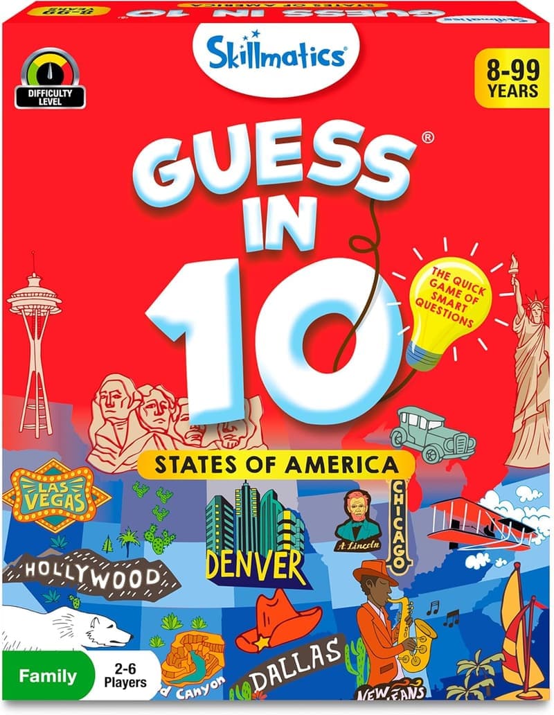 Guess in 10: USA States Travel Card Game for Kids 8+