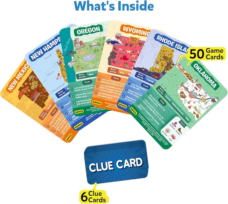 Guess in 10: USA States Travel Card Game for Kids 8+