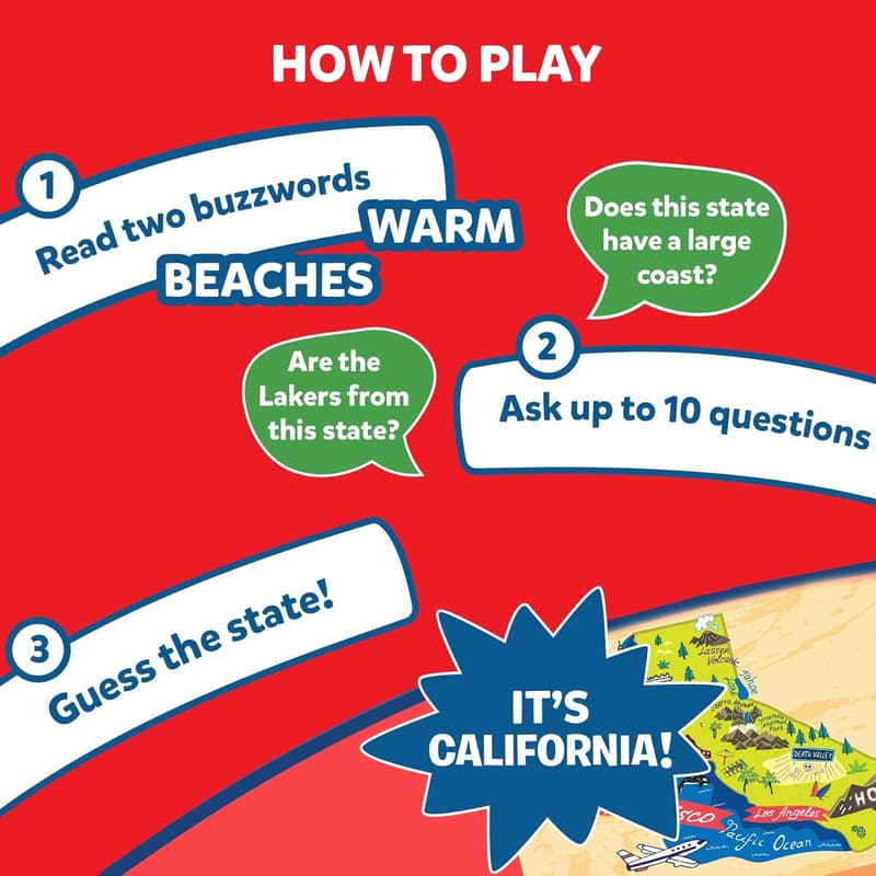 Guess in 10: USA States Travel Card Game for Kids 8+