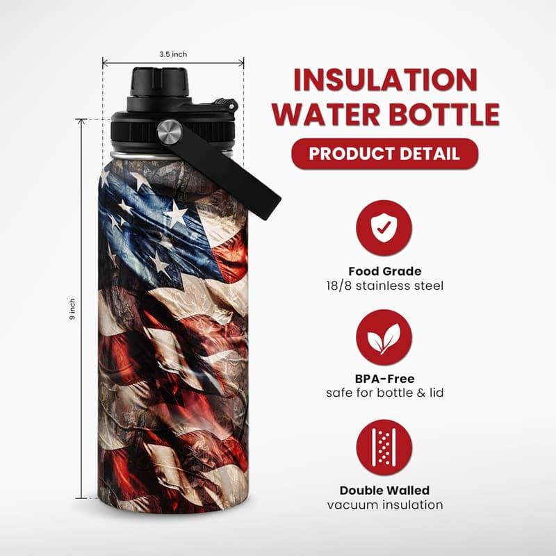 Hunting Stainless Steel Water Bottle - 32oz Gift for Men