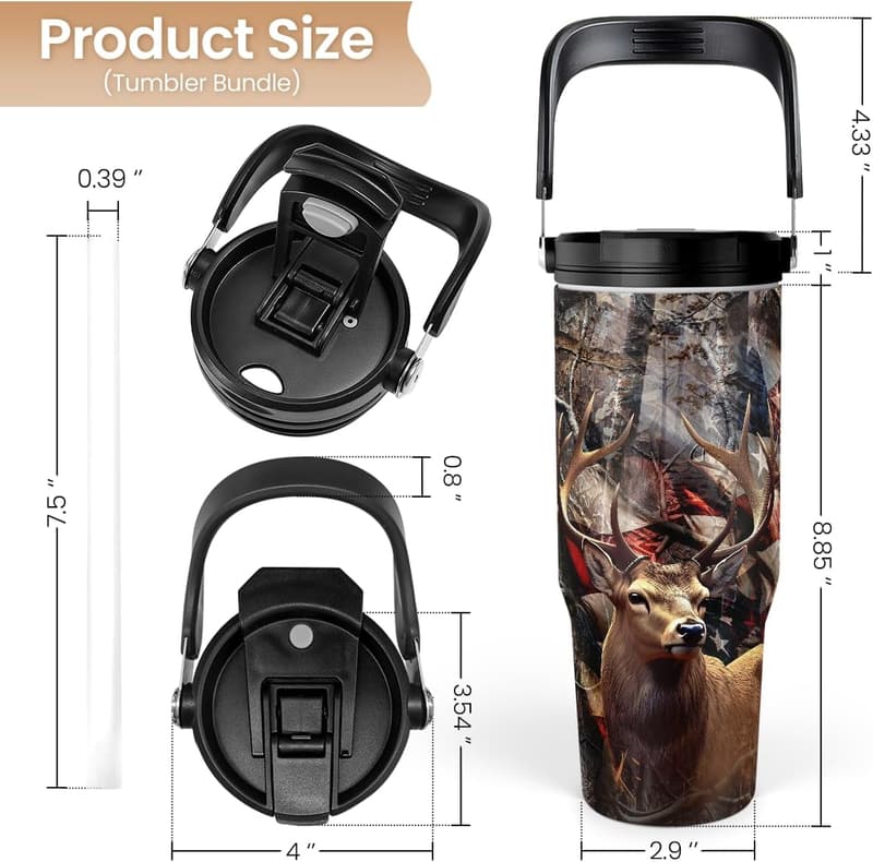 Father's Day Deer Hunting Insulated Tumbler 30oz