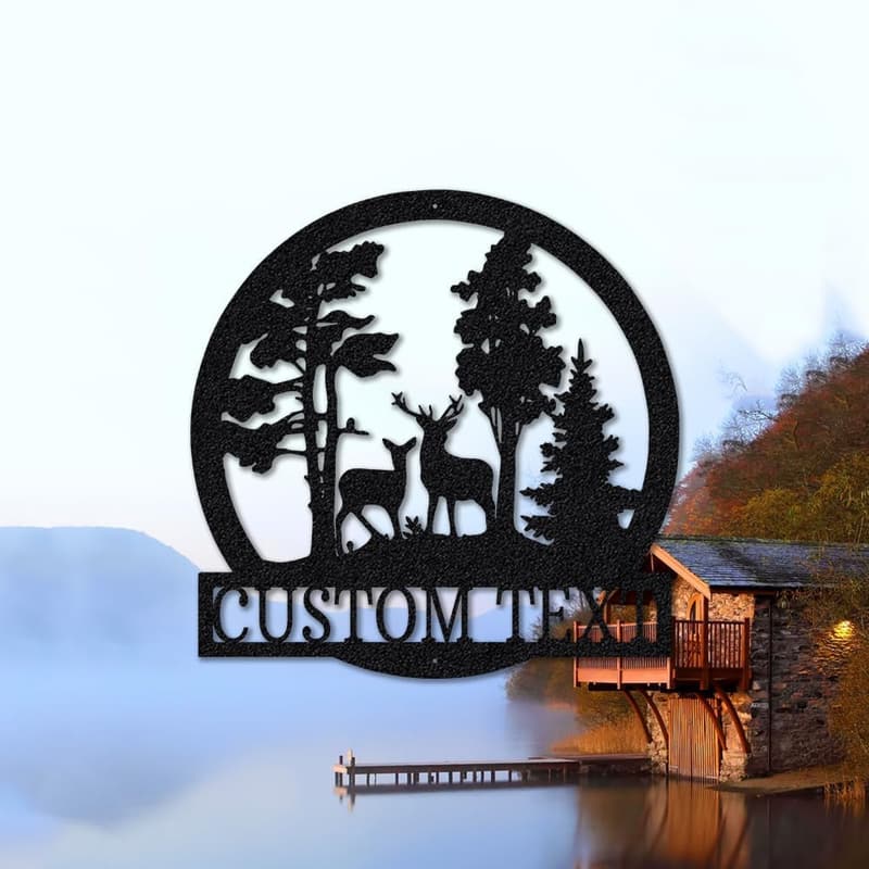 Deer Hunter Personalized Metal Cabin Sign