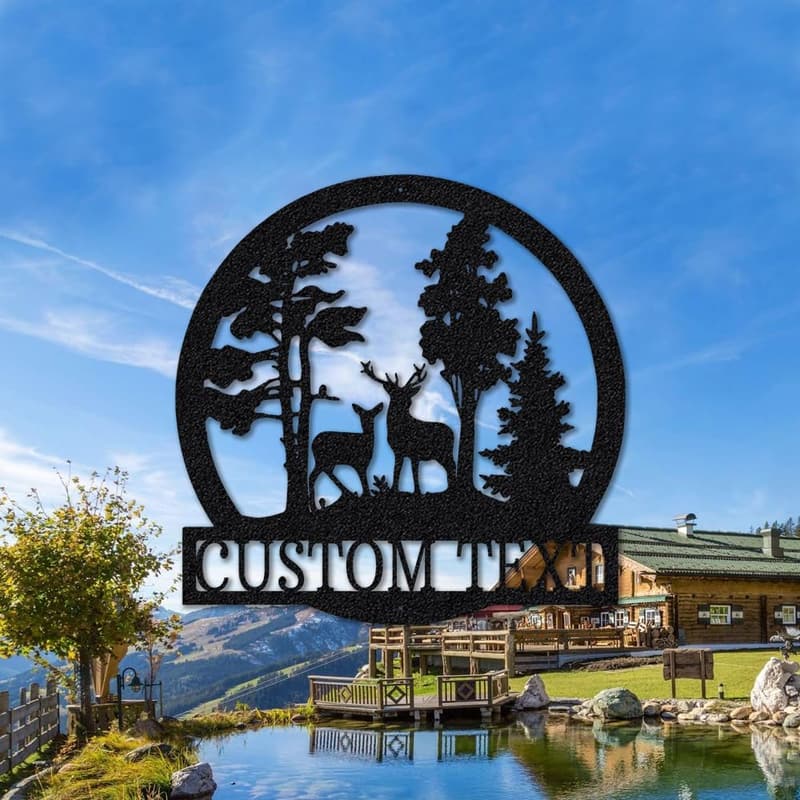 Deer Hunter Personalized Metal Cabin Sign