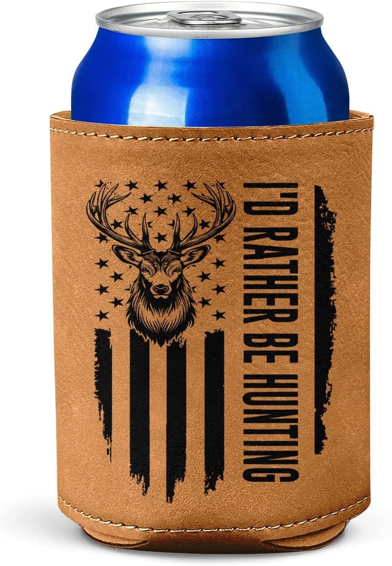 Christmas Leather Beer Can Cooler for Hunters