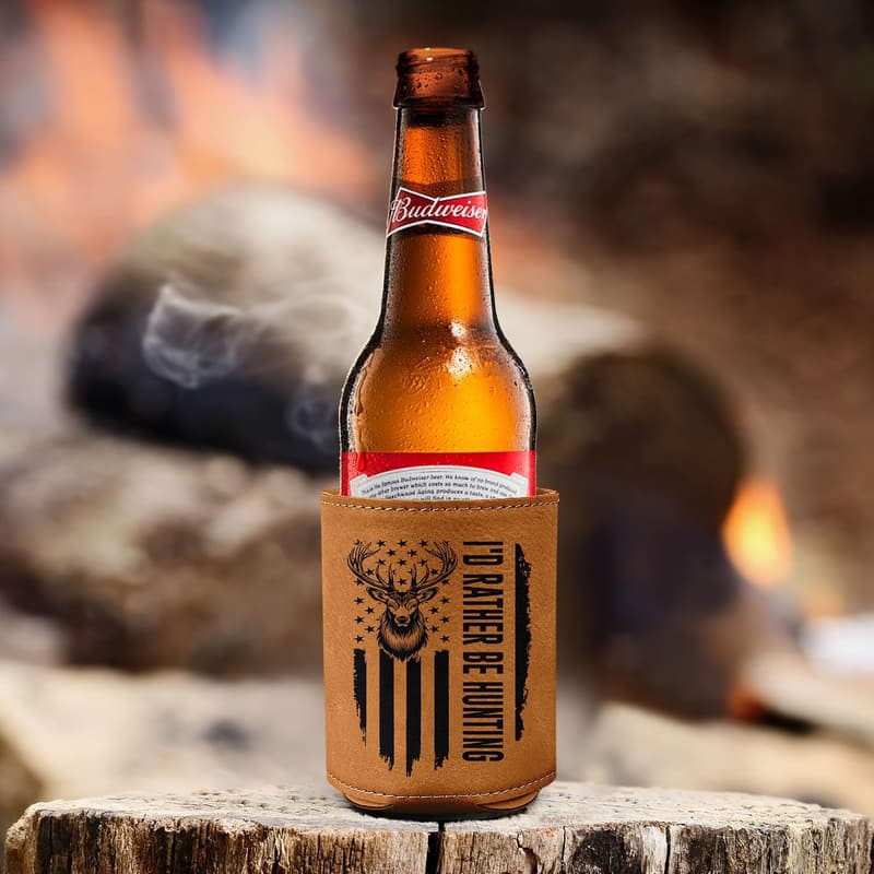 Christmas Leather Beer Can Cooler for Hunters
