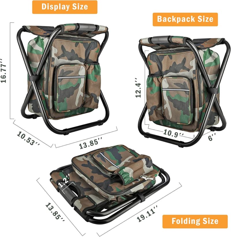 Outdoor Folding Cooler Backpack Chair with Pocket