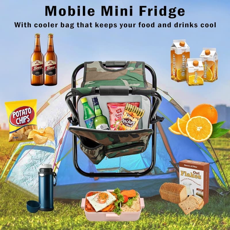 Outdoor Folding Cooler Backpack Chair with Pocket