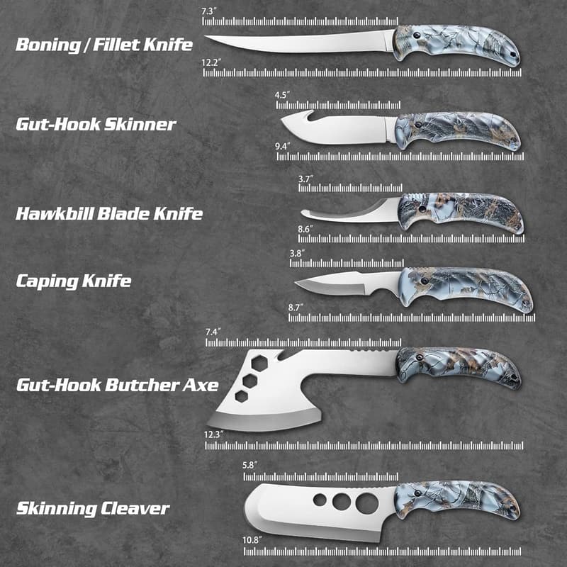 Hunting Knife Set - Portable 12 Pc Butcher Kit