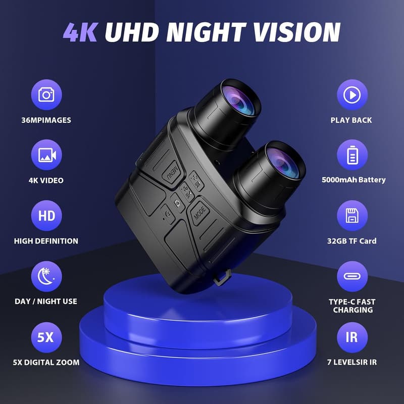 4K Night Vision Binoculars with 32GB Card