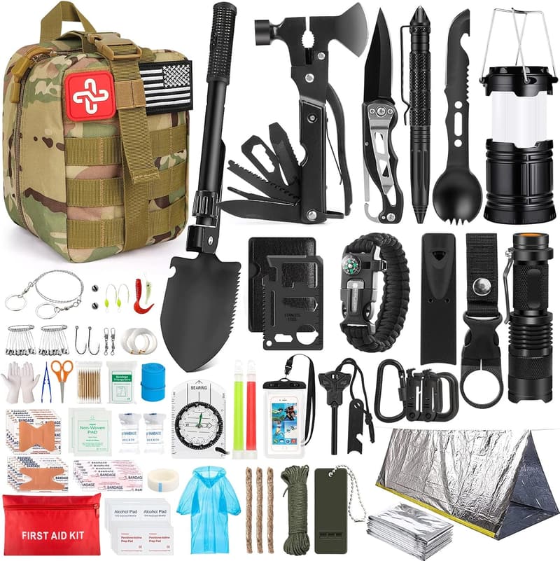 Emergency Survival Kit with Molle Bag, 250-Piece Set
