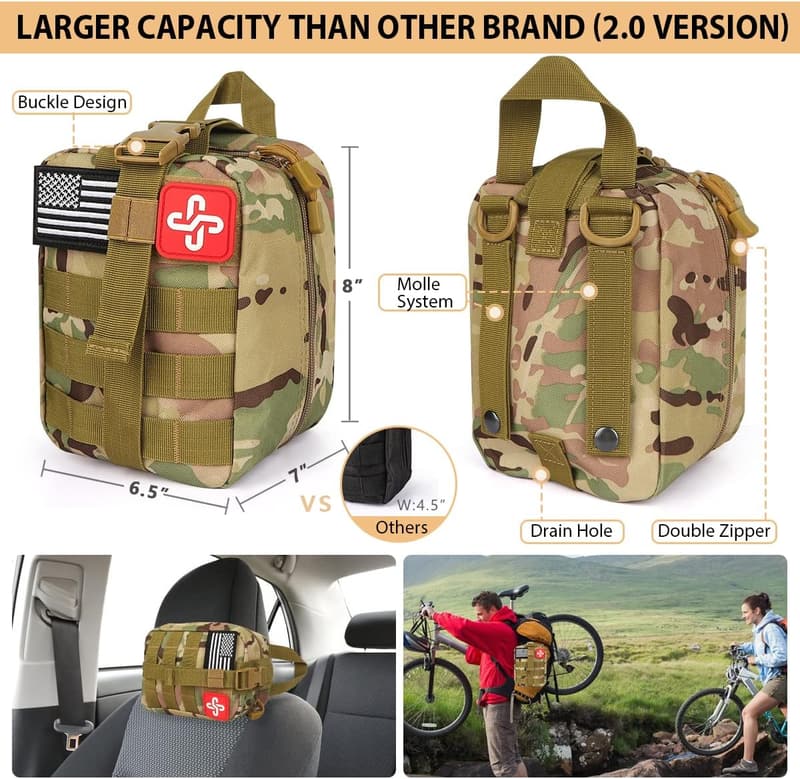 Emergency Survival Kit with Molle Bag, 250-Piece Set