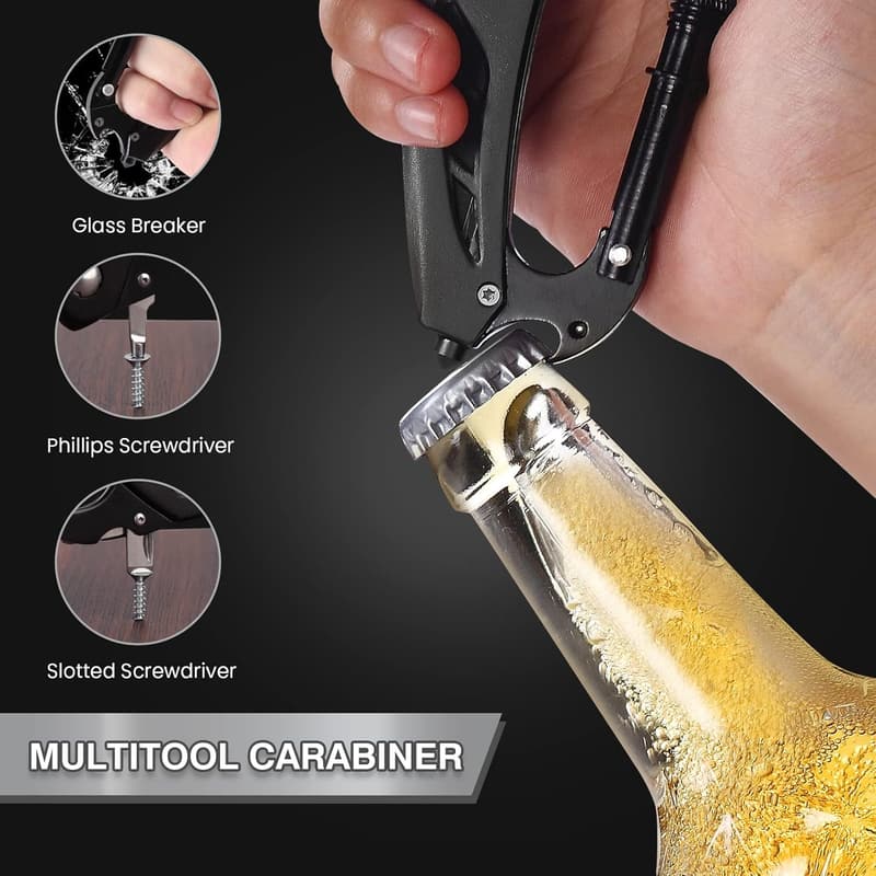 EDC Carabiner Multitool with Knife & Bottle Opener