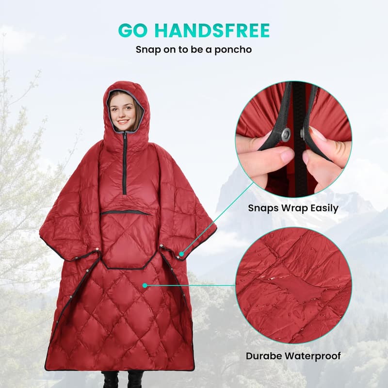 Camping Hoodie Blanket – Ultralight Wearable Poncho