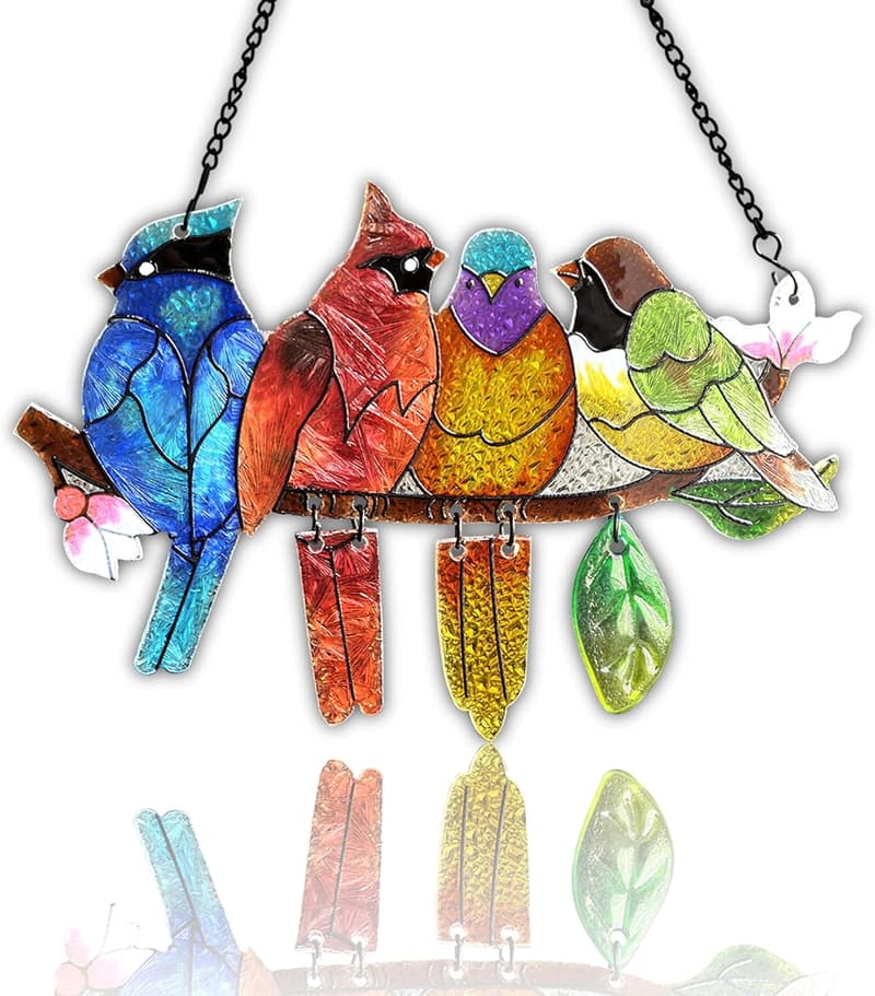Hummingbird Stained Glass Suncatcher, Hand-Painted