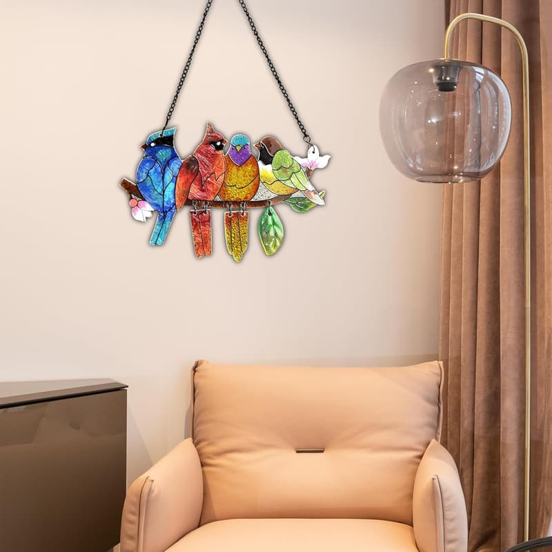 Hummingbird Stained Glass Suncatcher, Hand-Painted
