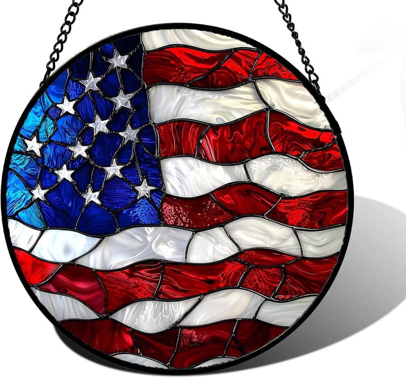 National Flag Stained Glass Sun Catcher, 6.3x6.3 in