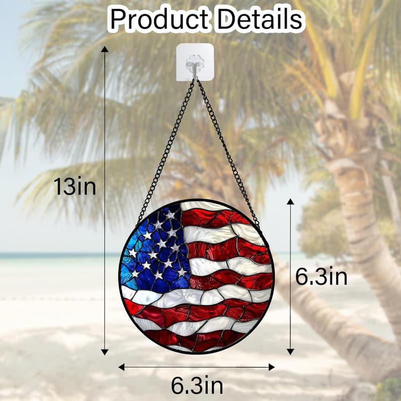 National Flag Stained Glass Sun Catcher, 6.3x6.3 in