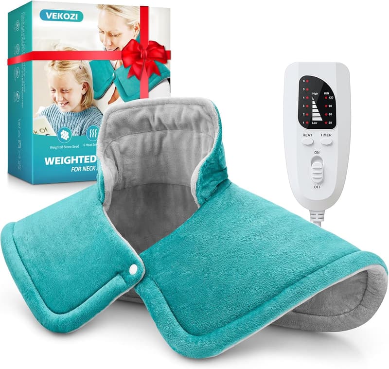 Birthday Gift Weighted Heating Pad - Blue, 6 Heat Settings