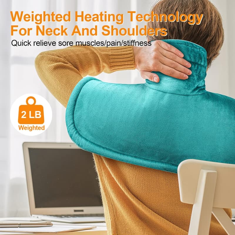 Birthday Gift Weighted Heating Pad - Blue, 6 Heat Settings