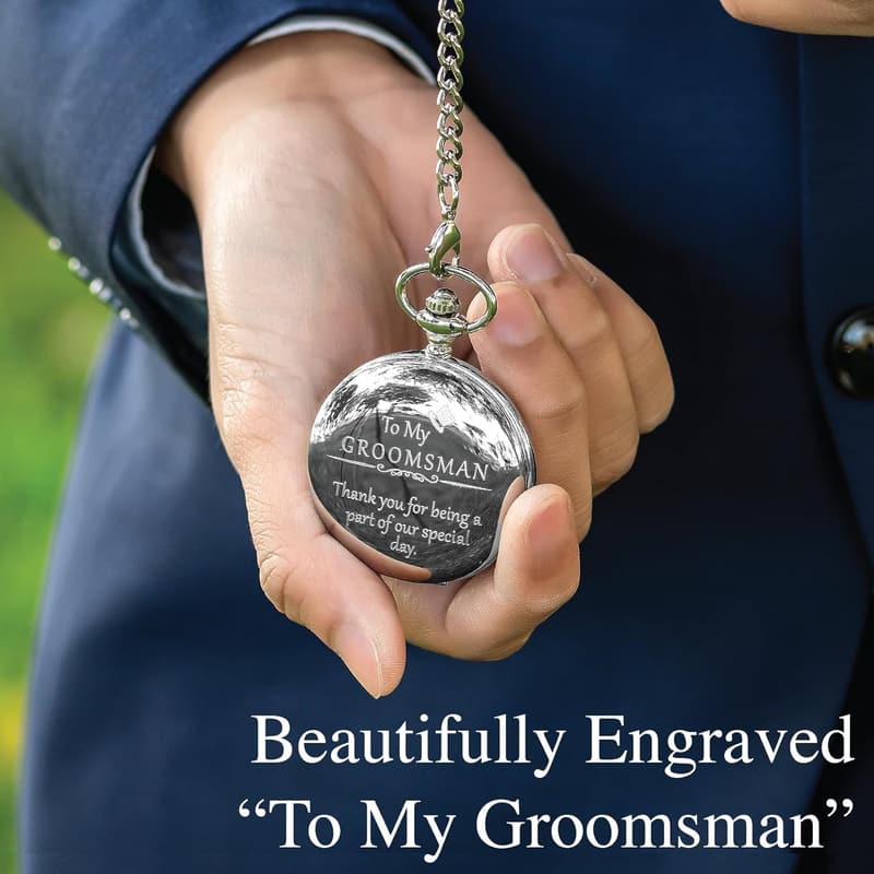 Wedding Pocket Watch - Silver Engraved