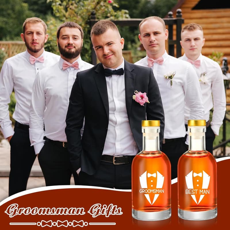 Groomsmen Liquor Bottles 6.8 Oz, Wedding Gift Set