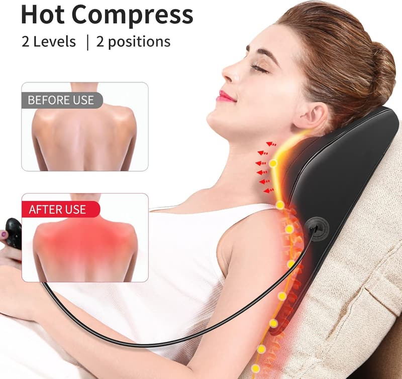 Neck & Back Massager with Heat for Pain Relief