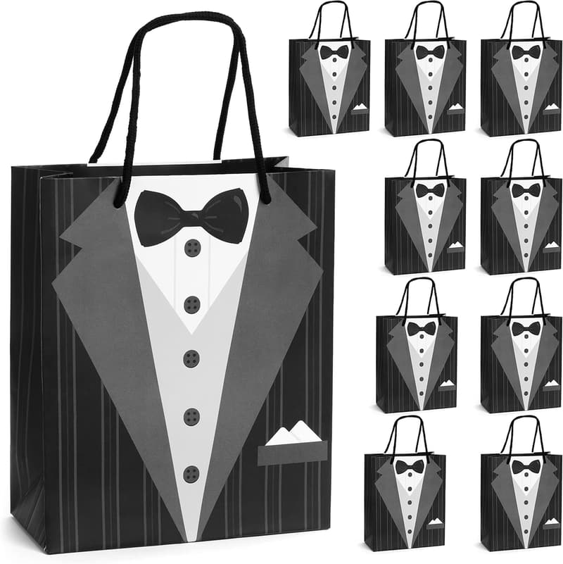 Bachelor Party Tuxedo Gift Bags, 10-Pack