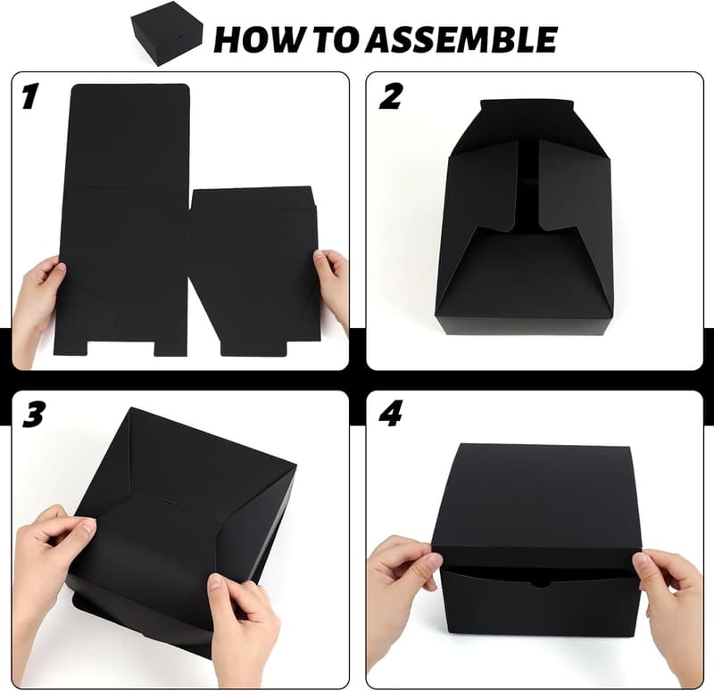 Black Gift Boxes 8x8x4