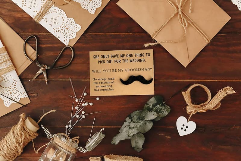 Groomsmen Proposal Cards Set with Mustache Design