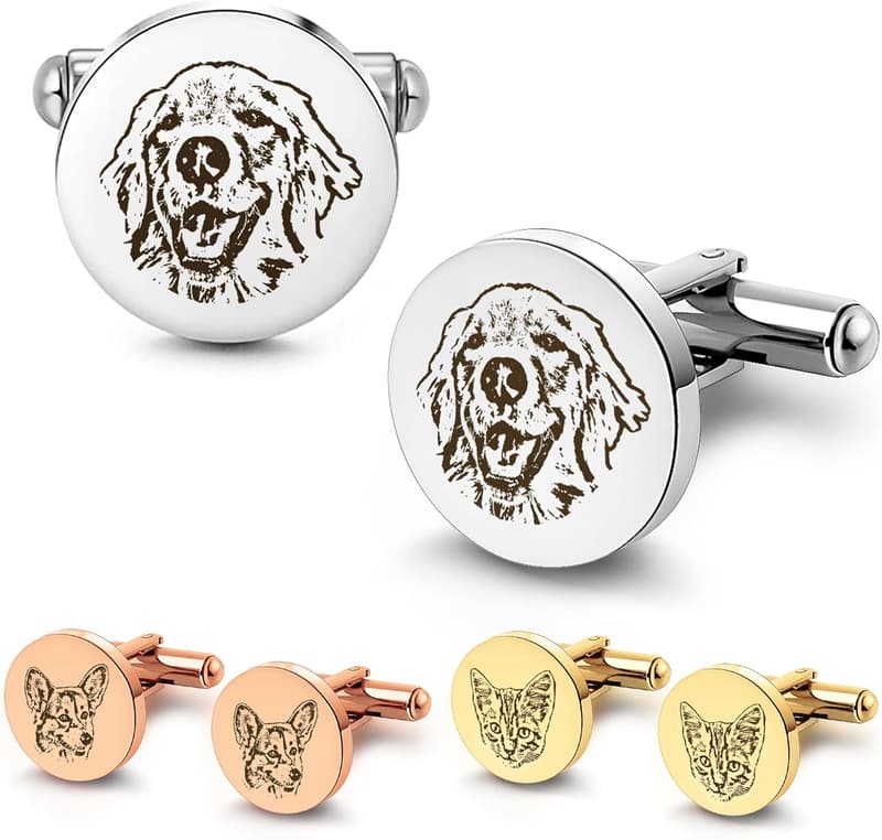Wedding Men's Personalized Cufflinks & Tie Clip Set