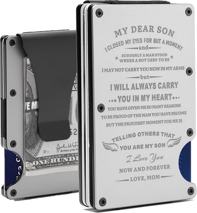 Graduation Gift: Personalized Metal Wallet for Son