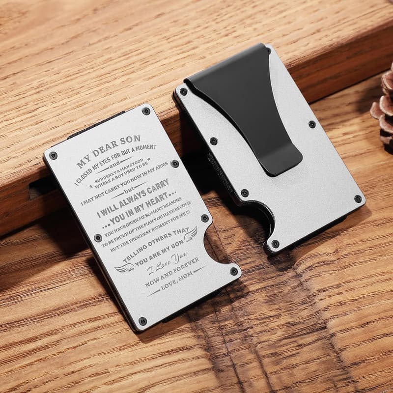 Graduation Gift: Personalized Metal Wallet for Son