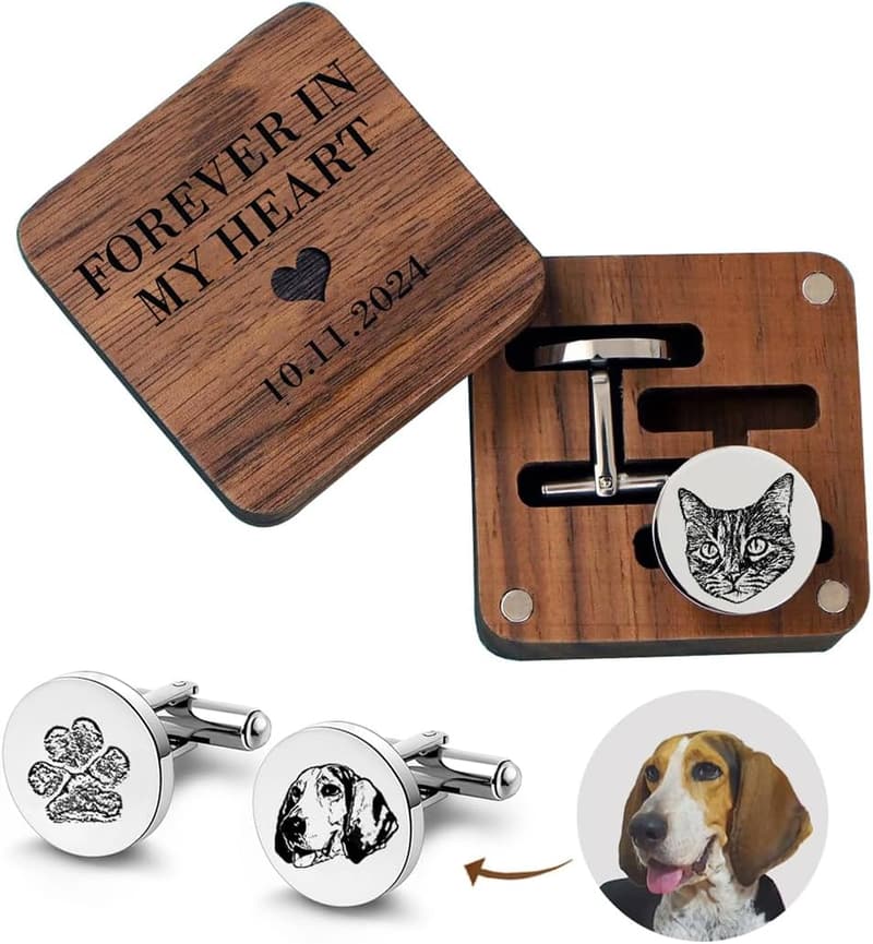 Father's Custom Pet Portrait Cufflinks