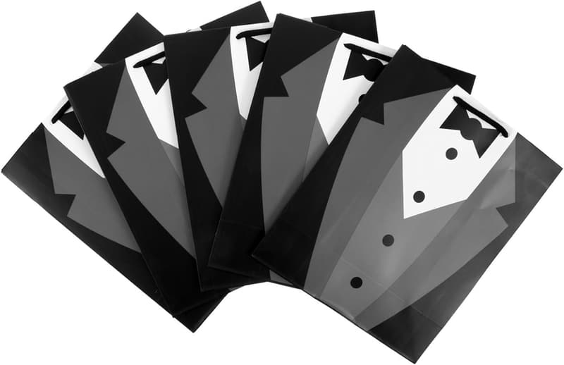 Wedding Groomsmen Tuxedo Gift Bags, Set of 5