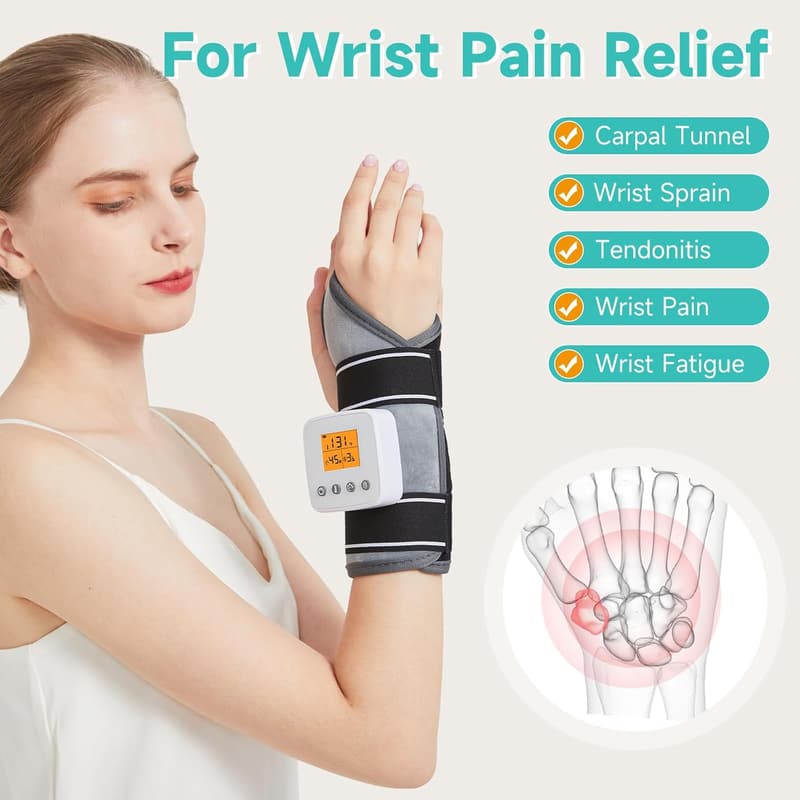 Cordless Wrist Massager with Heat for Carpal Tunnel Relief