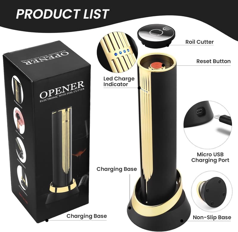 Wine Lovers' Electric Bottle Opener with Charging Base