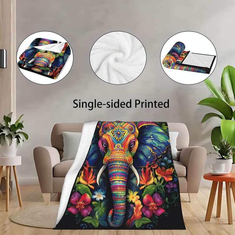 Elephant Fleece Throw Blanket, 50x60 Inches
