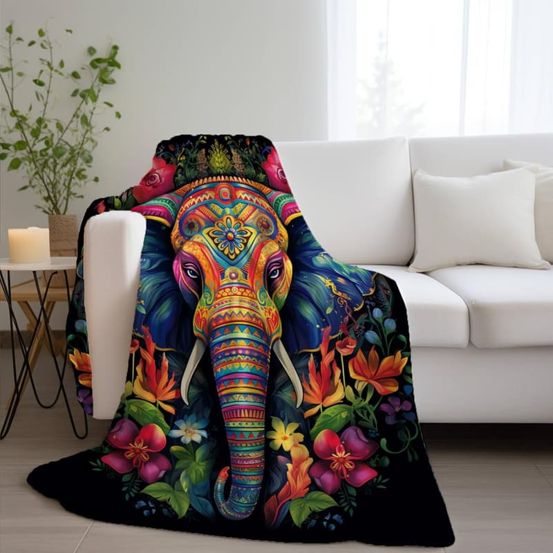 Elephant Fleece Throw Blanket, 50x60 Inches